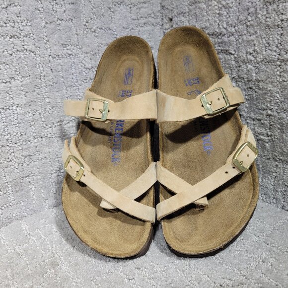 Birkenstock Mayari Size EU37 US L6M4 Natural leather Nubuck Soft Footbed Sandals - Picture 2 of 14